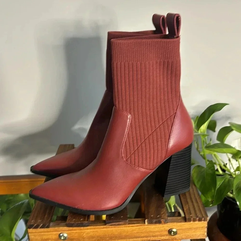 Open Edit Pointy Toe Sock Bootie - image 5